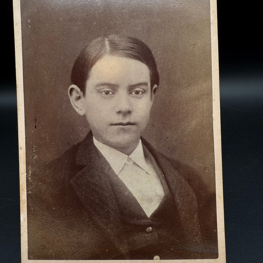Antique Cabinet Card Photo Teen Boy by Davis Deposit NY Son of Aunt Emily Evans